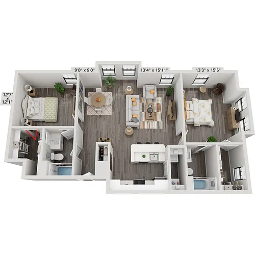 Floor plan Two Bedroom B2A3