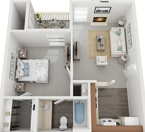 One Bedroom, 510 sqft, Patio/Balcony, Fireplace in Selected Units, Vaulted Ceilings in Selected Units One Bedroom, 510 sqft, Patio/Balcony, Fireplace in Selected Units, Vaulted Ceilings in Selected Units
