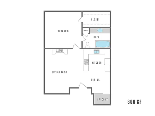 Floor plan 1 Bedroom 1 Bath
