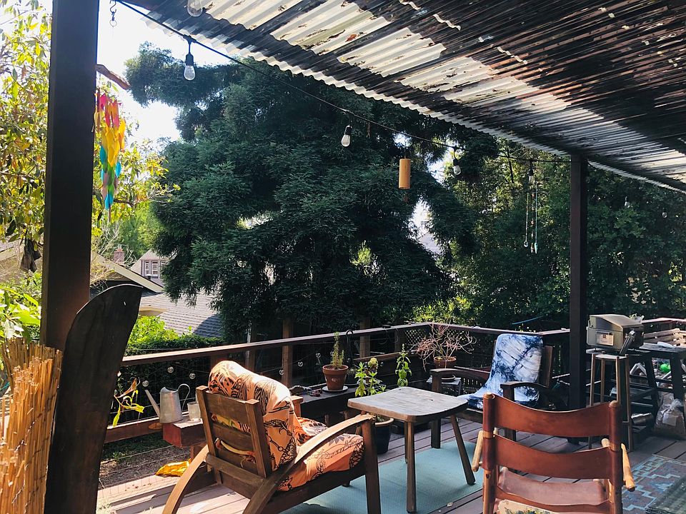 Deck overlooking the backyard
