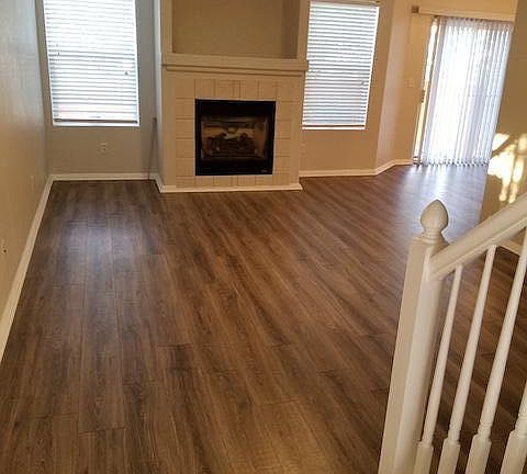 View from front door into living room.