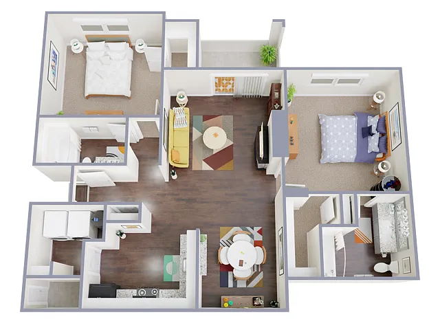 Floor plan 2 Bed, 2 Bath C (80% Income Restricted)
