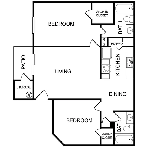 Floor plan 2 Bedrooms 2 Bathrooms Classic