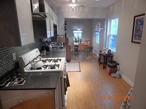 Kitchen looking into dining area