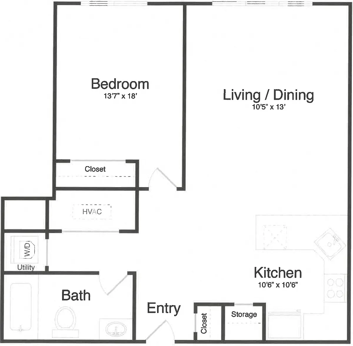 Floor plan 1 Bed/1 Bath-0G