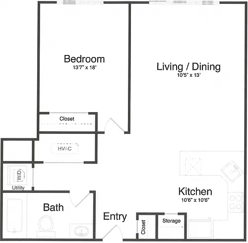 Floor plan 1 Bed/1 Bath-0G
