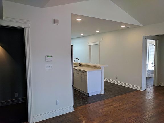 living room into kitchen