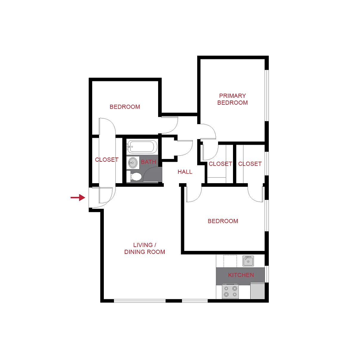 Floor plan Plan B - Two Bedroom + Office