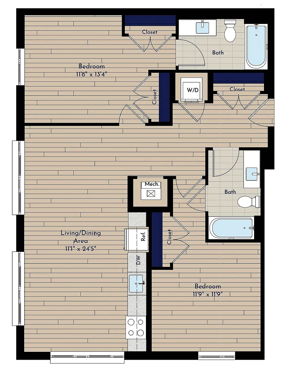 Floor plan B 2BR-H1