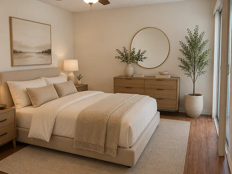 Back bedroom has sliding glass door on right that goes out onto balcony