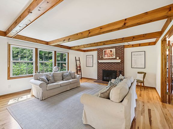 Family Room with beams