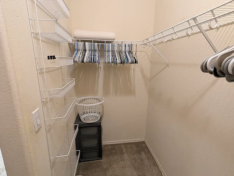Master bath walk-in closet with lots of storage
