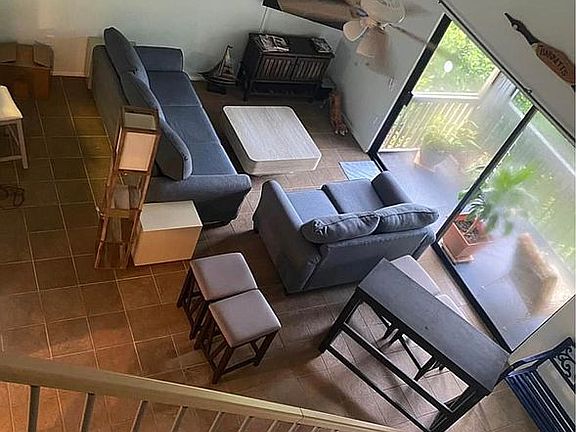 Looking down from loft