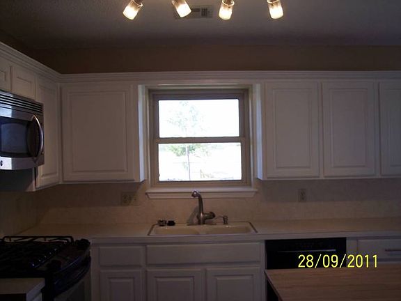 Kitchen facing back yard