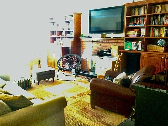 Living room with built-in cabinets