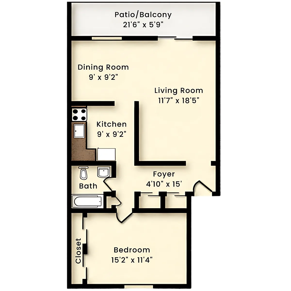 Floor plan 1 bedroom