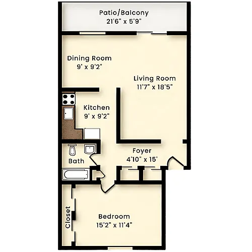 Floor plan 1 bedroom