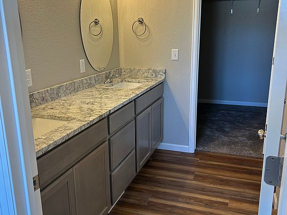 Master bathroom -- double sink and nice walk-in closet