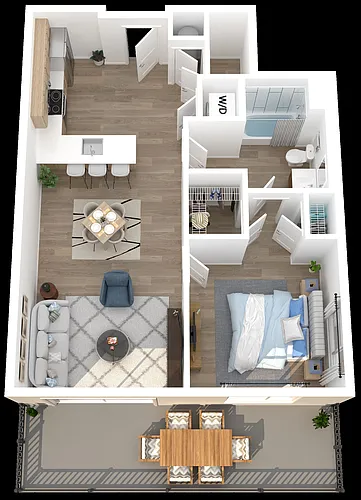 Floor plan Corner 1 Bedroom with Private Terrace