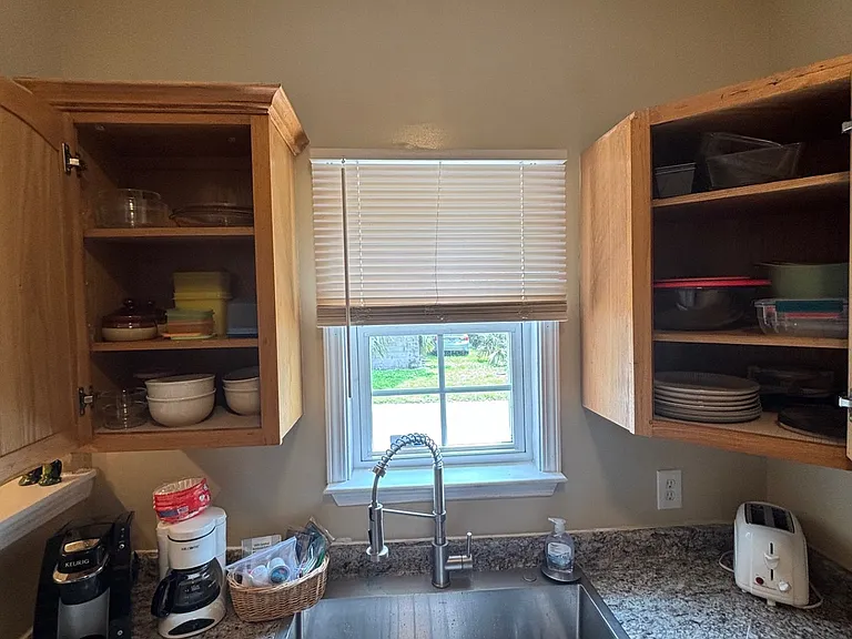 Nicely stocked kitchen for your cooking pleasures.