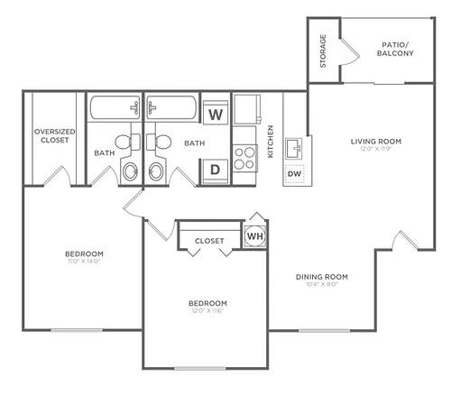 Floor plan Jupiter (1050 SF)