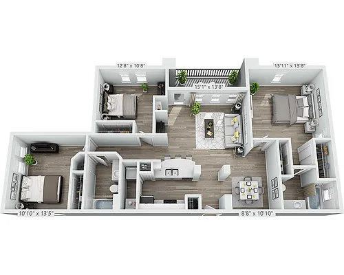 Floor plan Three Bedroom C2B