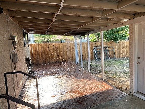 Brick floor covered patio