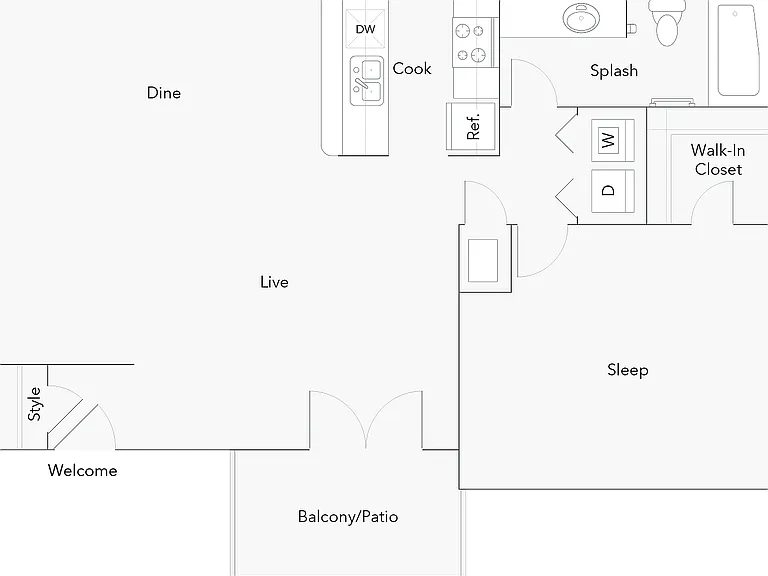 Asheville | 1-Bedroom Floorplan Asheville | 1-Bedroom Floorplan
