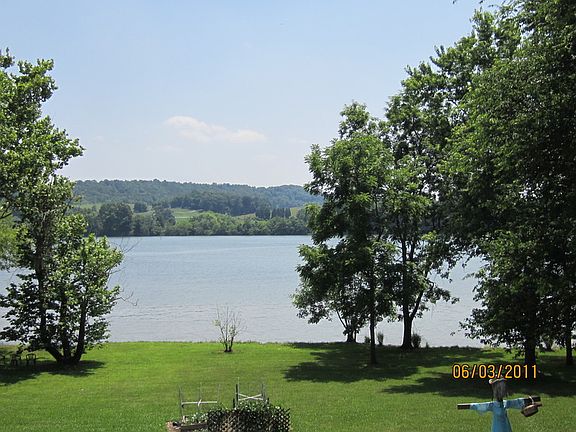 view from the deck
						:
						gradual slope to the water - great view