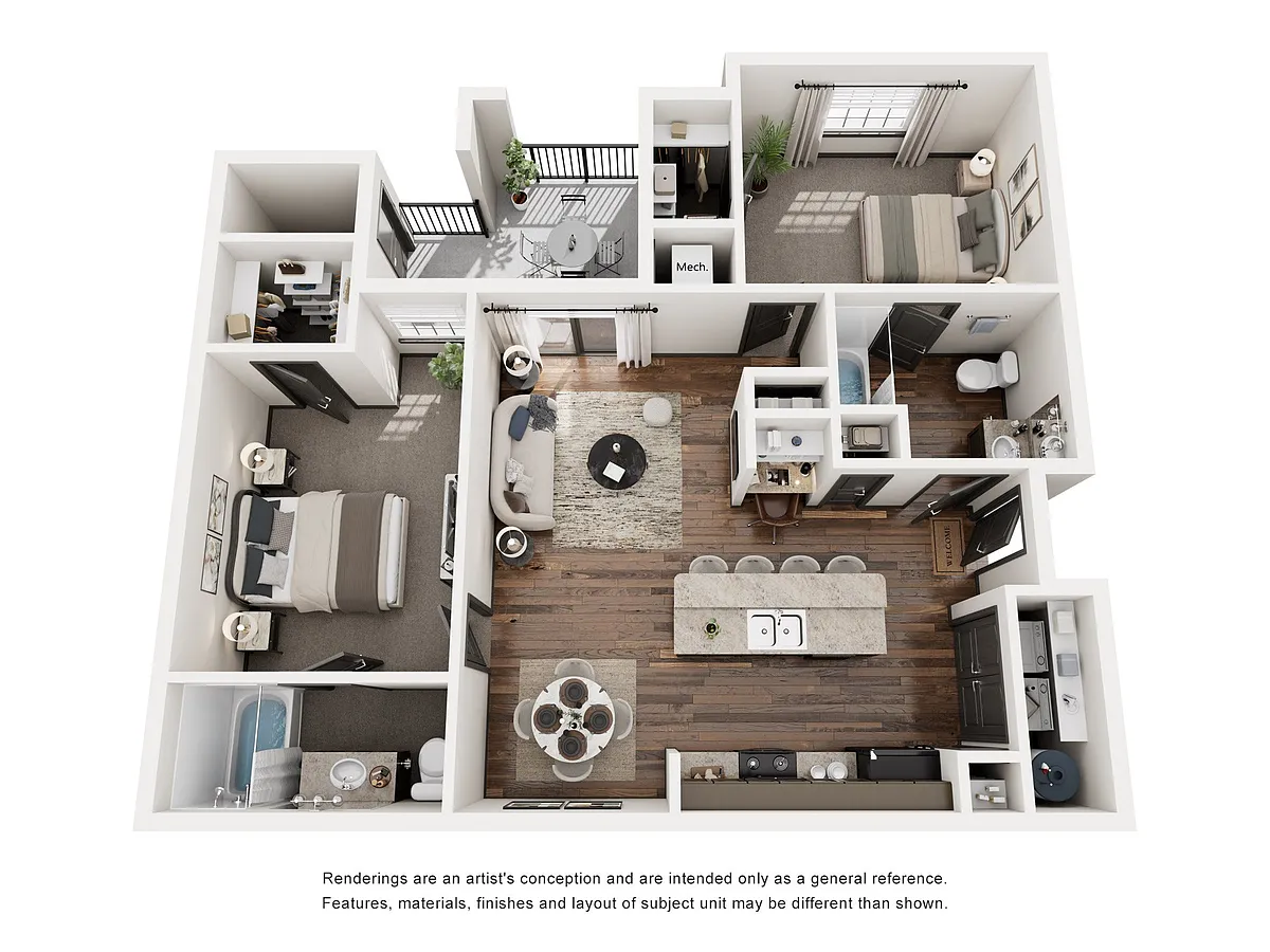 Floor plan 2 Bedroom, 2 Bathroom