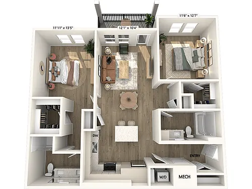 Floor plan BF2-1184sf-DCII