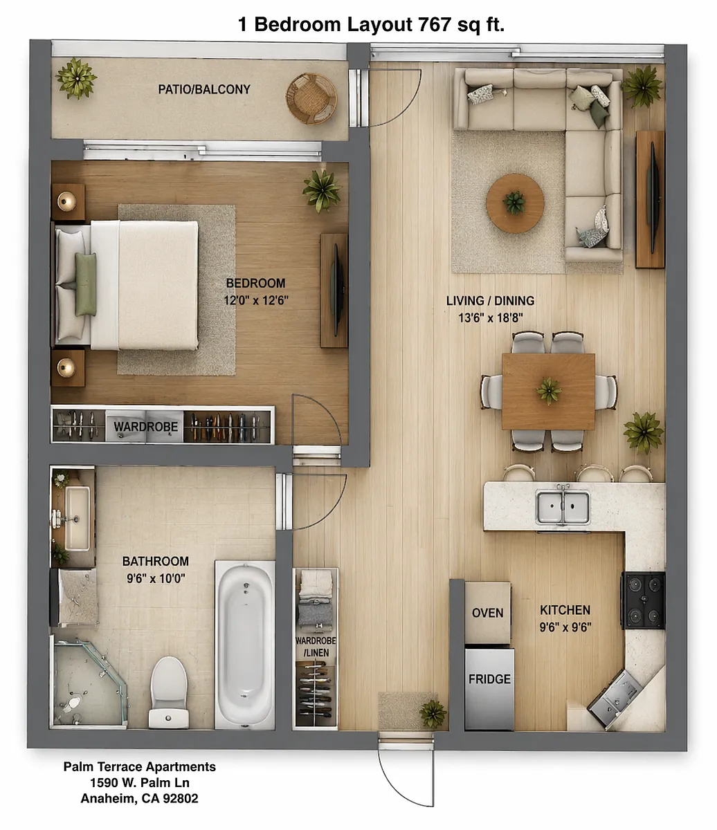 Floor plan 3rd Floor One Bedroom