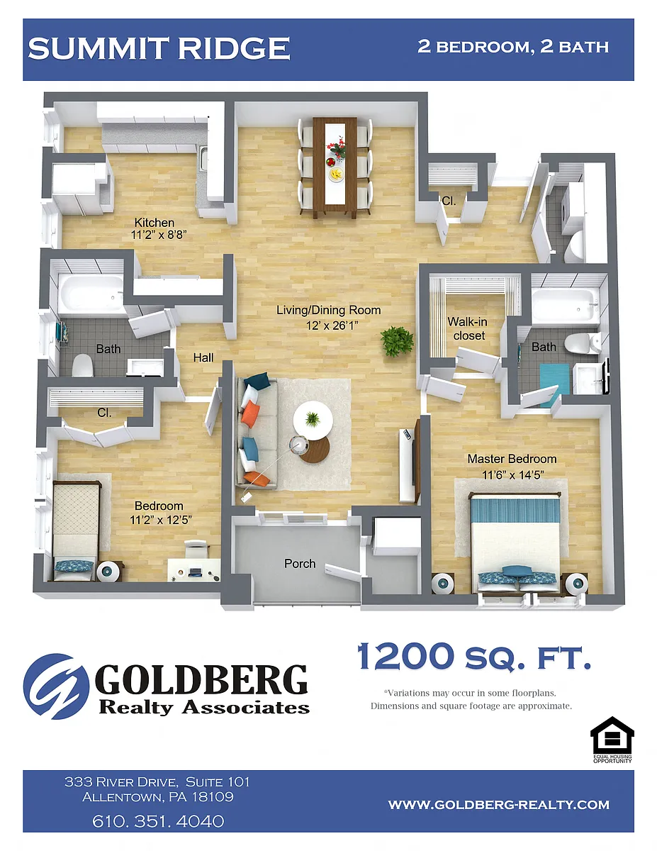 Floor plan Two Bedroom Large