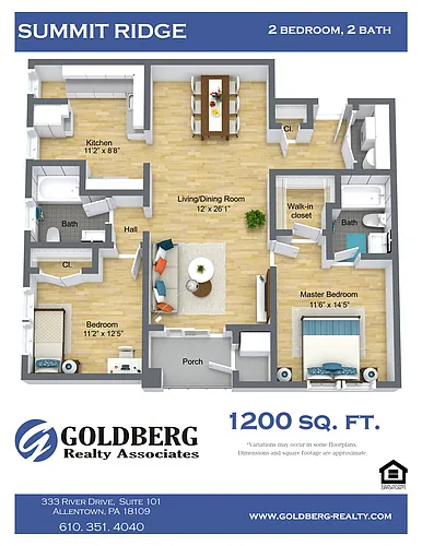 Floor plan Two Bedroom Large