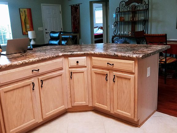 View of Great Room from kitchen showing peninsula