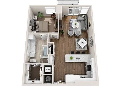 Floor plan 1BR/1BA A1G