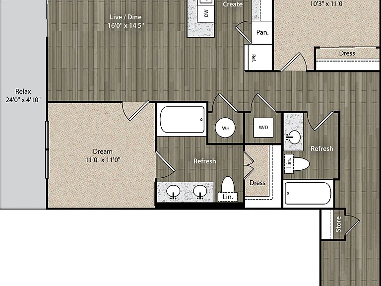 Miro - B2 - 2 Beds - 2 Baths - 1111 Sq. ft.