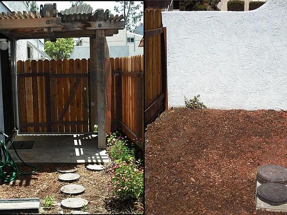 Private locked entrance to back yard and locking porch door.