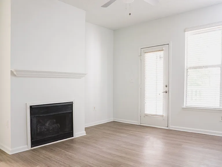 Open floor plan with fireplace
