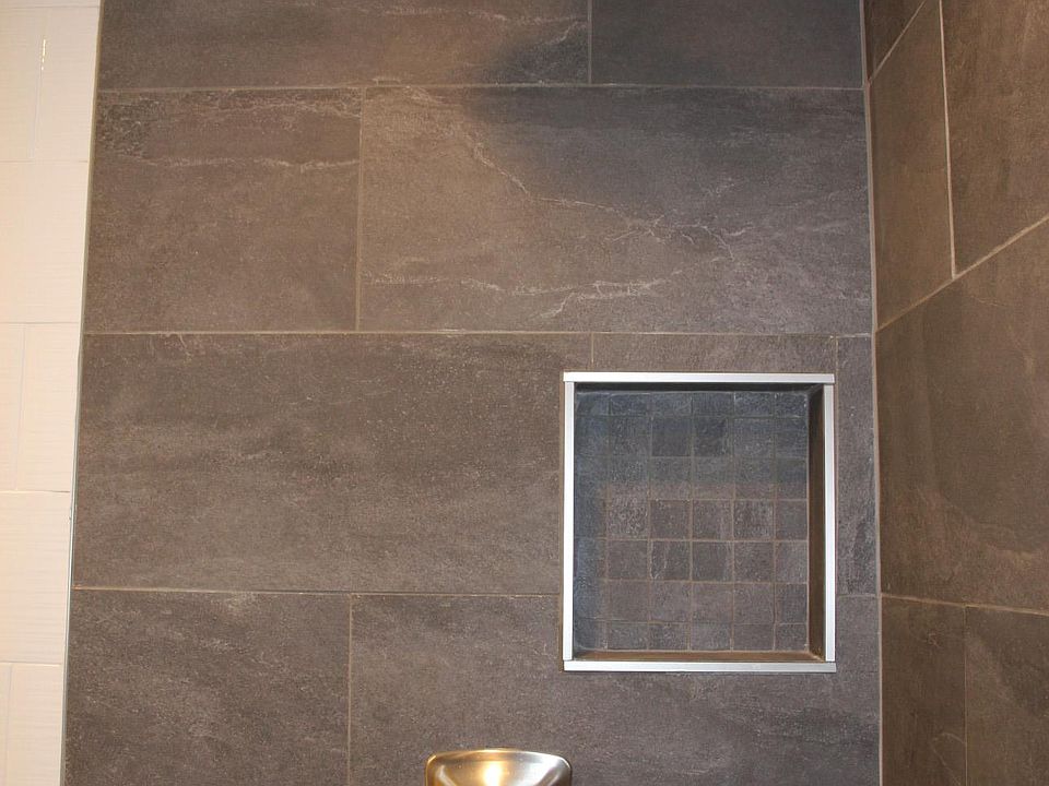 Rain Head Shower with Tiled Ceiling.