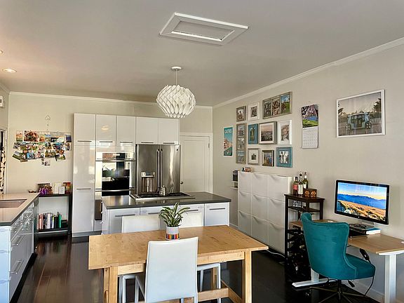 Kitchen open to dining area