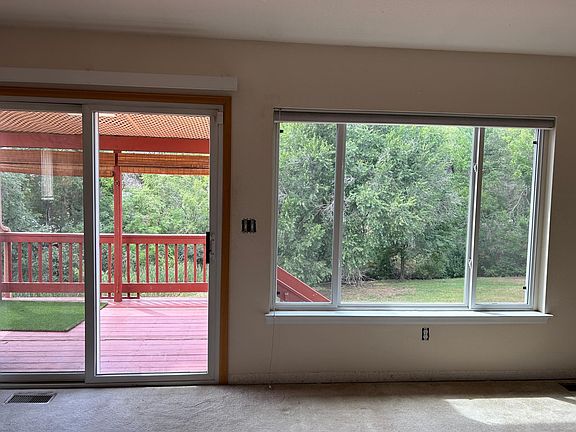 View of the balcony directly off the great room.
