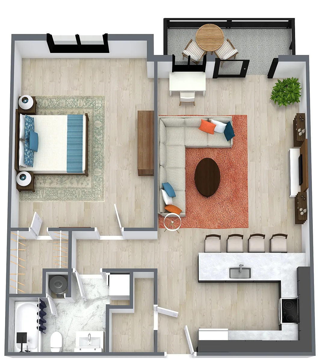 Floor plan Franklin View - 1 Bedroom Deluxe w/ Balcony