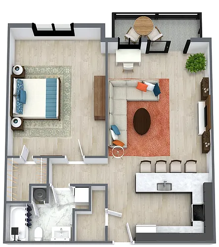 Floor plan Franklin View - 1 Bedroom Deluxe w/ Balcony