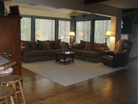 Family Room featuring pine floors