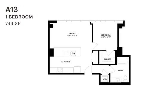 Floor plan One Bedroom A13