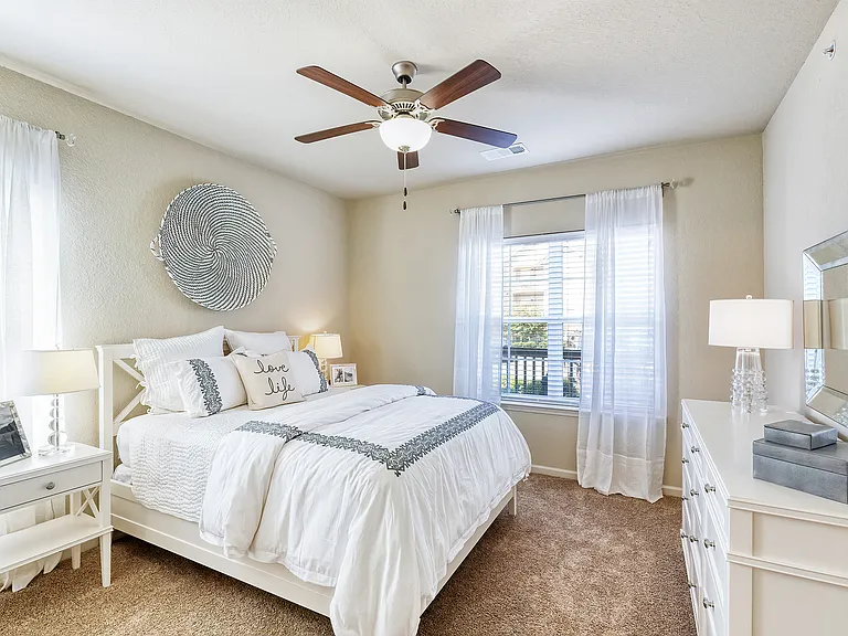 Ceiling fan with lights in all bedrooms and living room