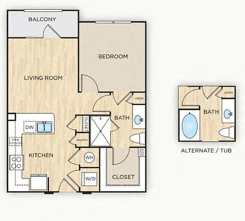 Floor plan The Fonda (1x1)