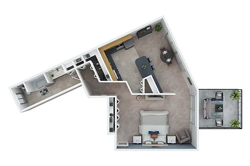Floor plan Studio Deluxe 1 Bath