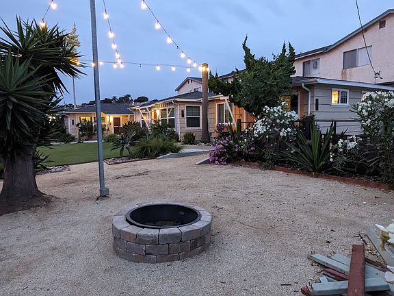 Community Fire Pit and String lights